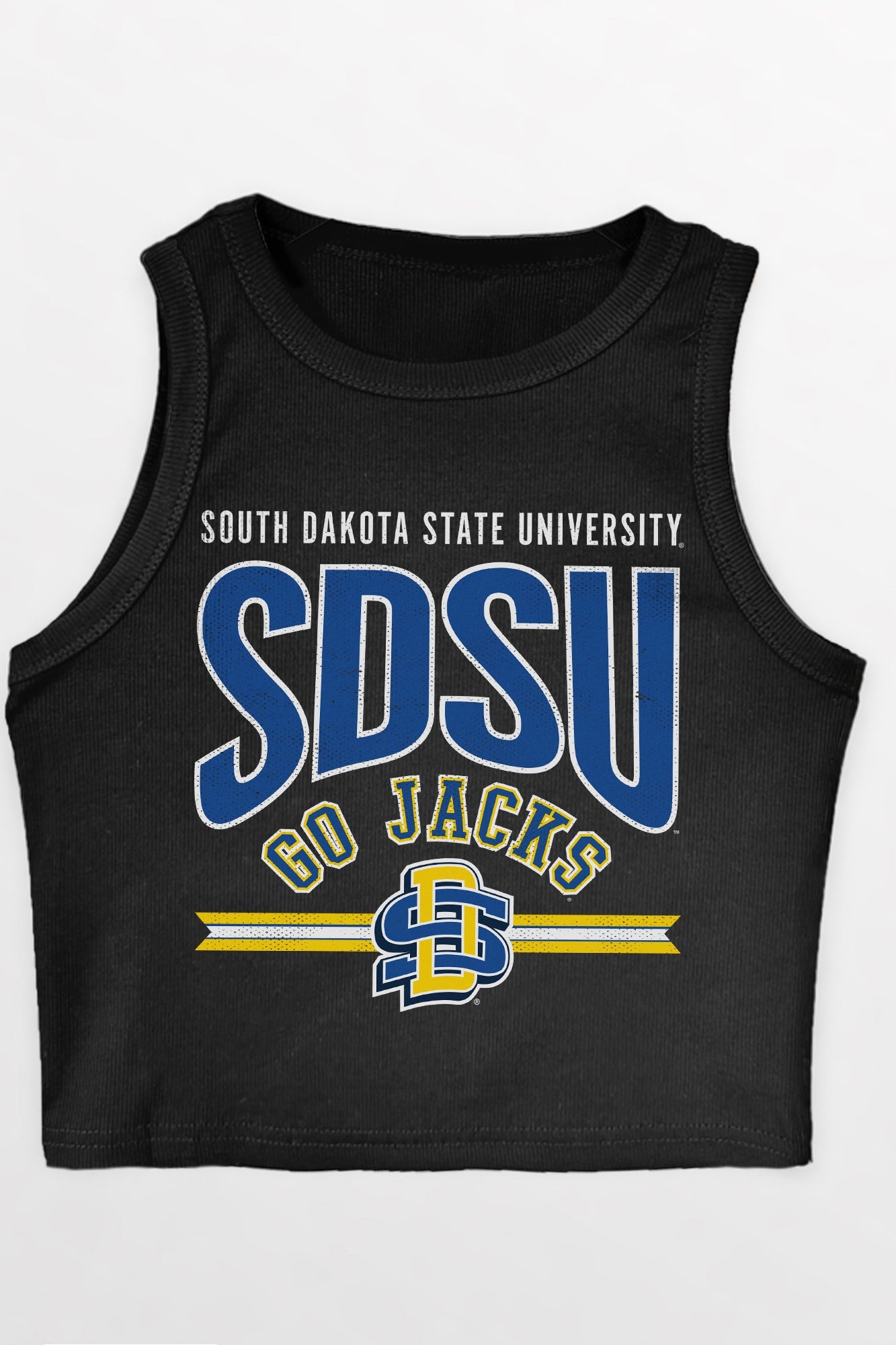 SOUTH DAKOTA STATE JACKRABBITS MIC DROP ESSENTIAL RIBBED CROP TANK