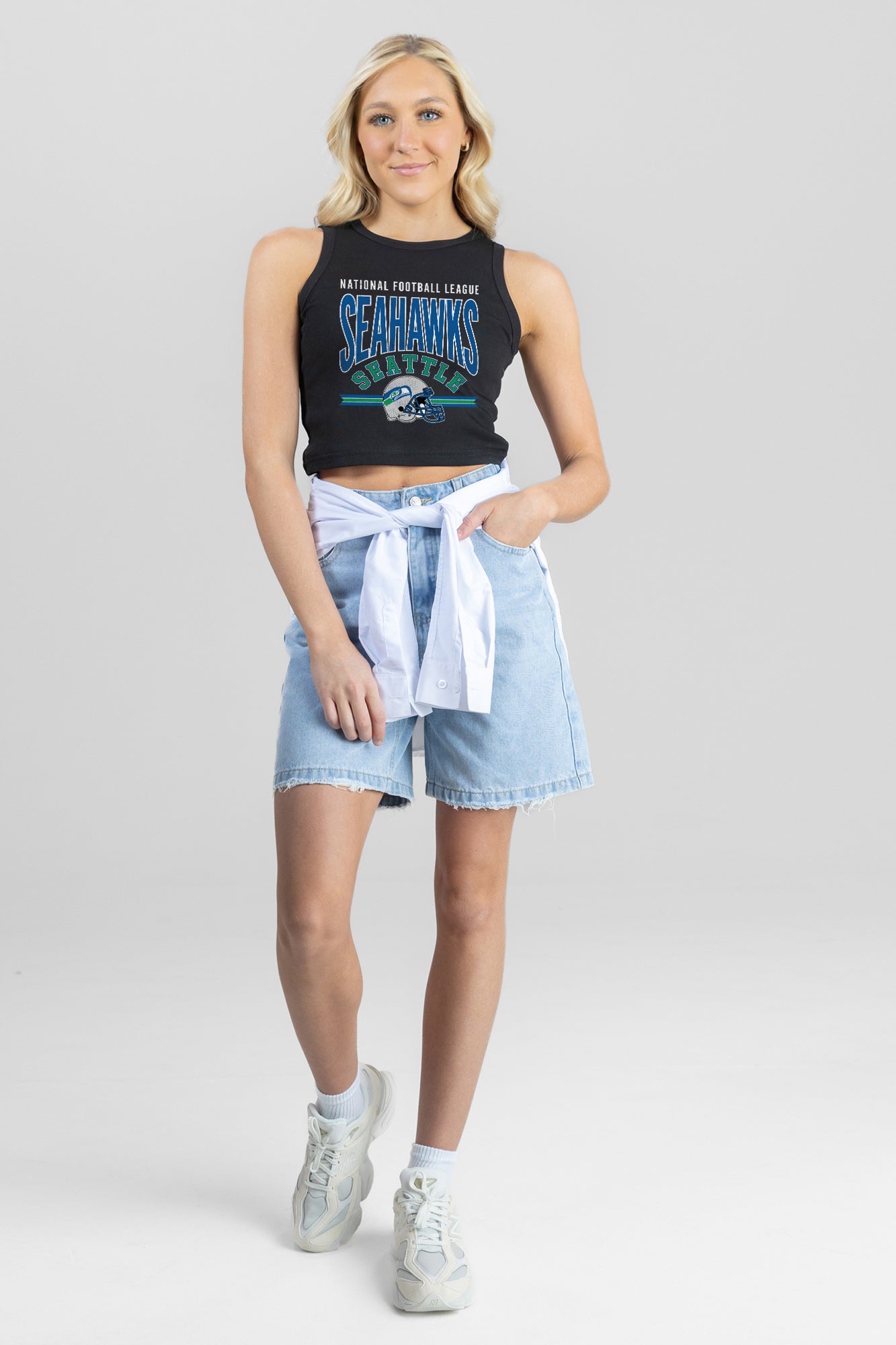 SEATTLE SEAHAWKS MIC DROP ESSENTIAL RIBBED CROP TANK