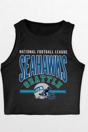SEATTLE SEAHAWKS MIC DROP ESSENTIAL RIBBED CROP TANK