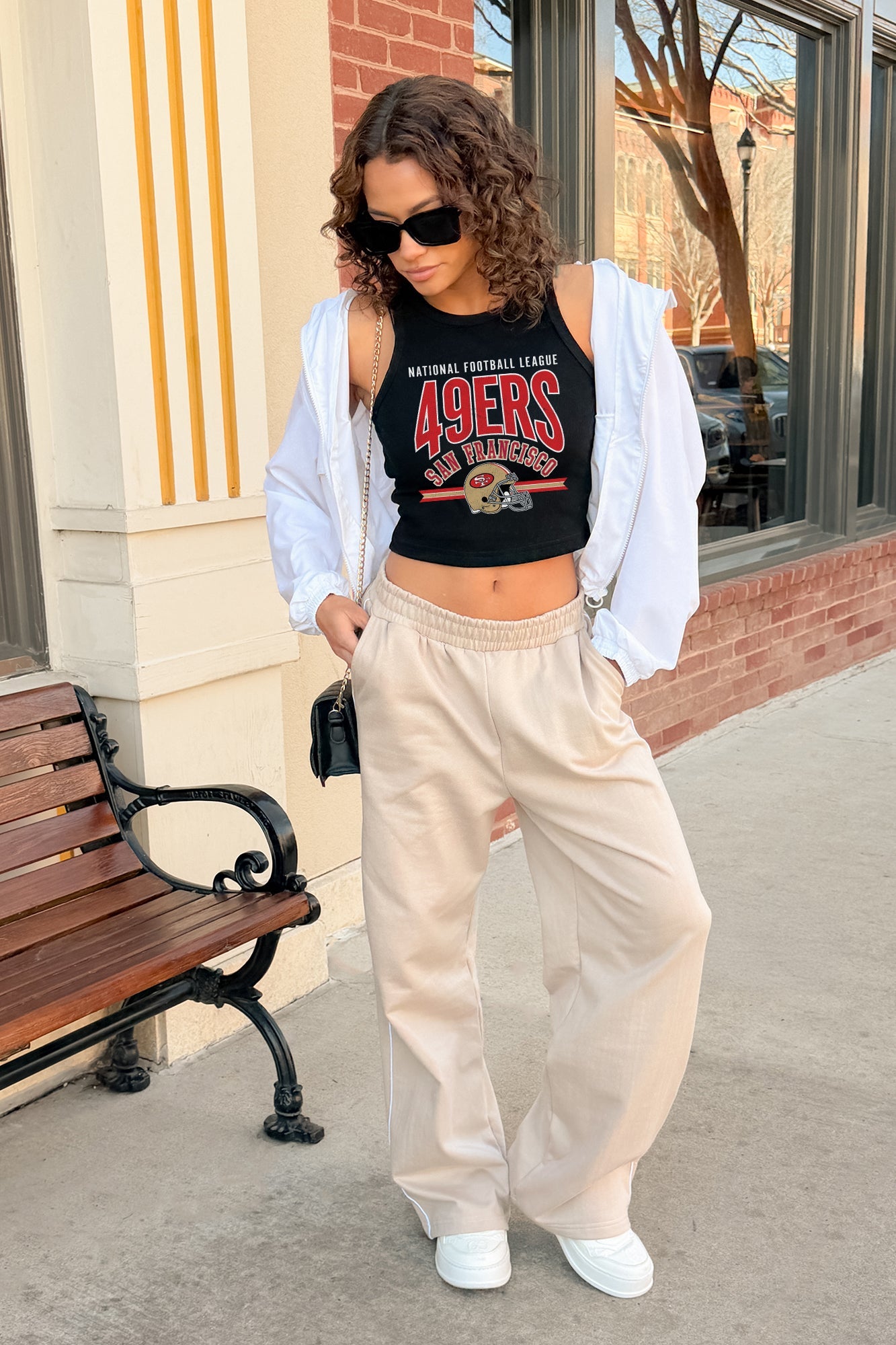 SAN FRANCISCO 49ERS MIC DROP ESSENTIAL RIBBED CROP TANK