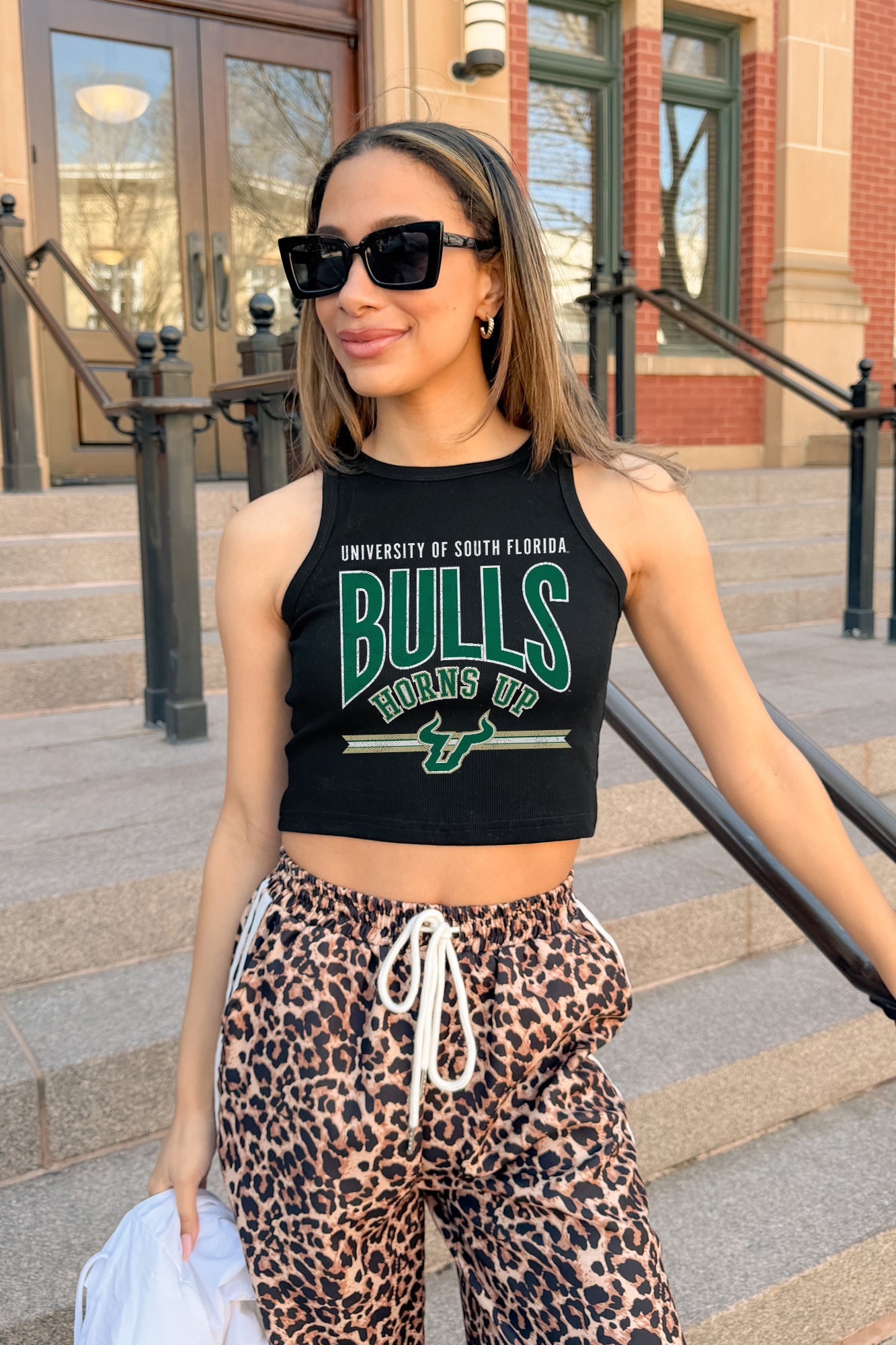 SOUTH FLORIDA BULLS MIC DROP ESSENTIAL RIBBED CROP TANK