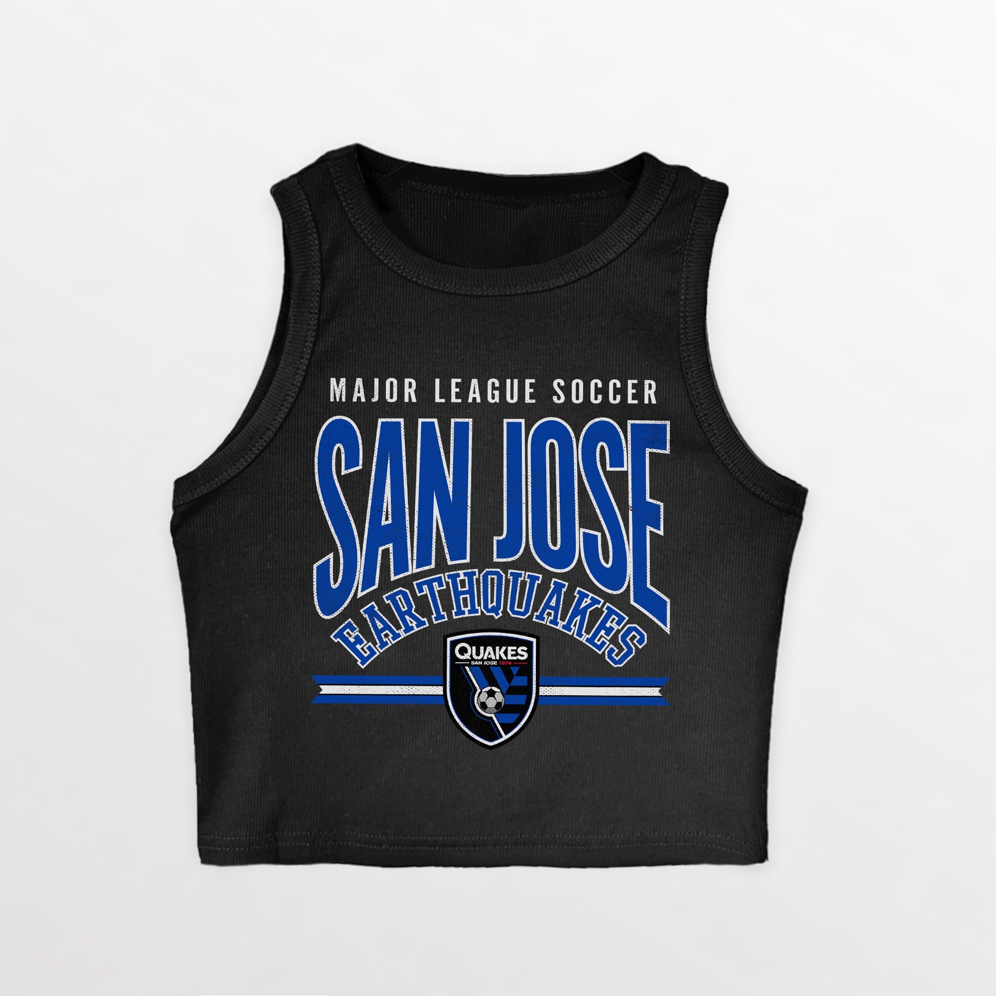 SAN JOSE EARTHQUAKES MIC DROP ESSENTIAL RIBBED CROP TANK