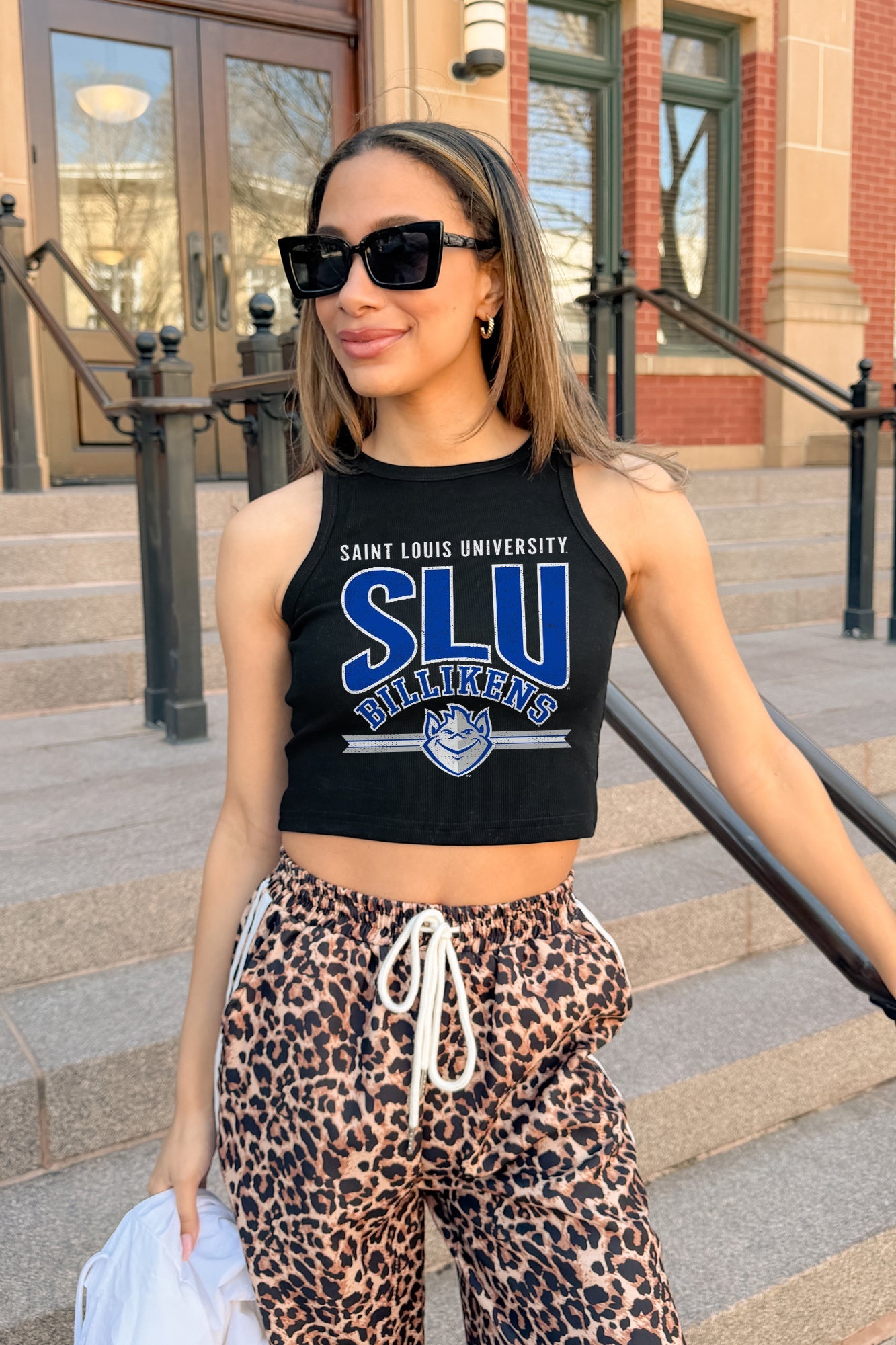 SAINT LOUIS BILLIKENS MIC DROP ESSENTIAL RIBBED CROP TANK