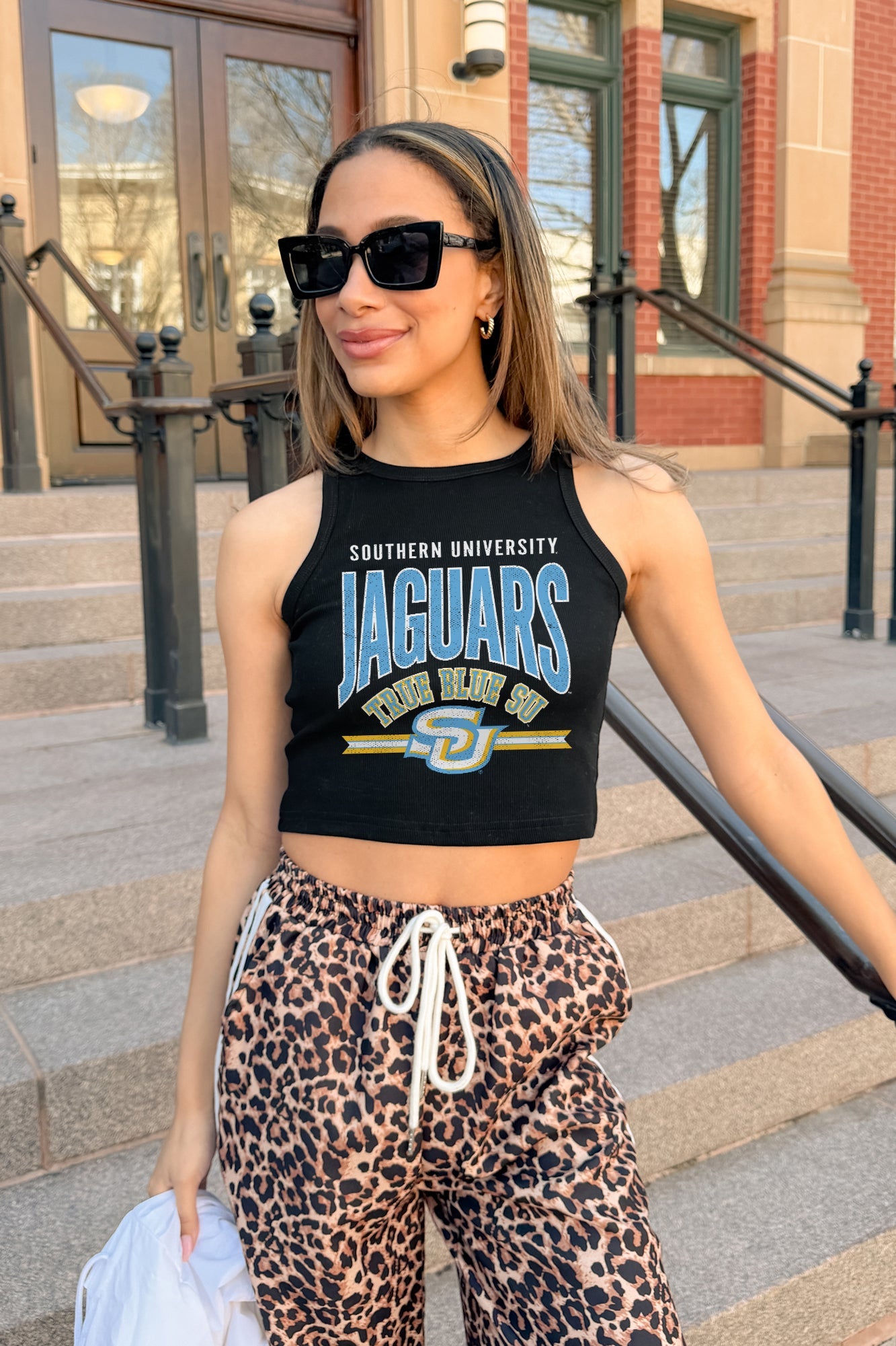 SOUTHERN JAGUARS MIC DROP ESSENTIAL RIBBED CROP TANK