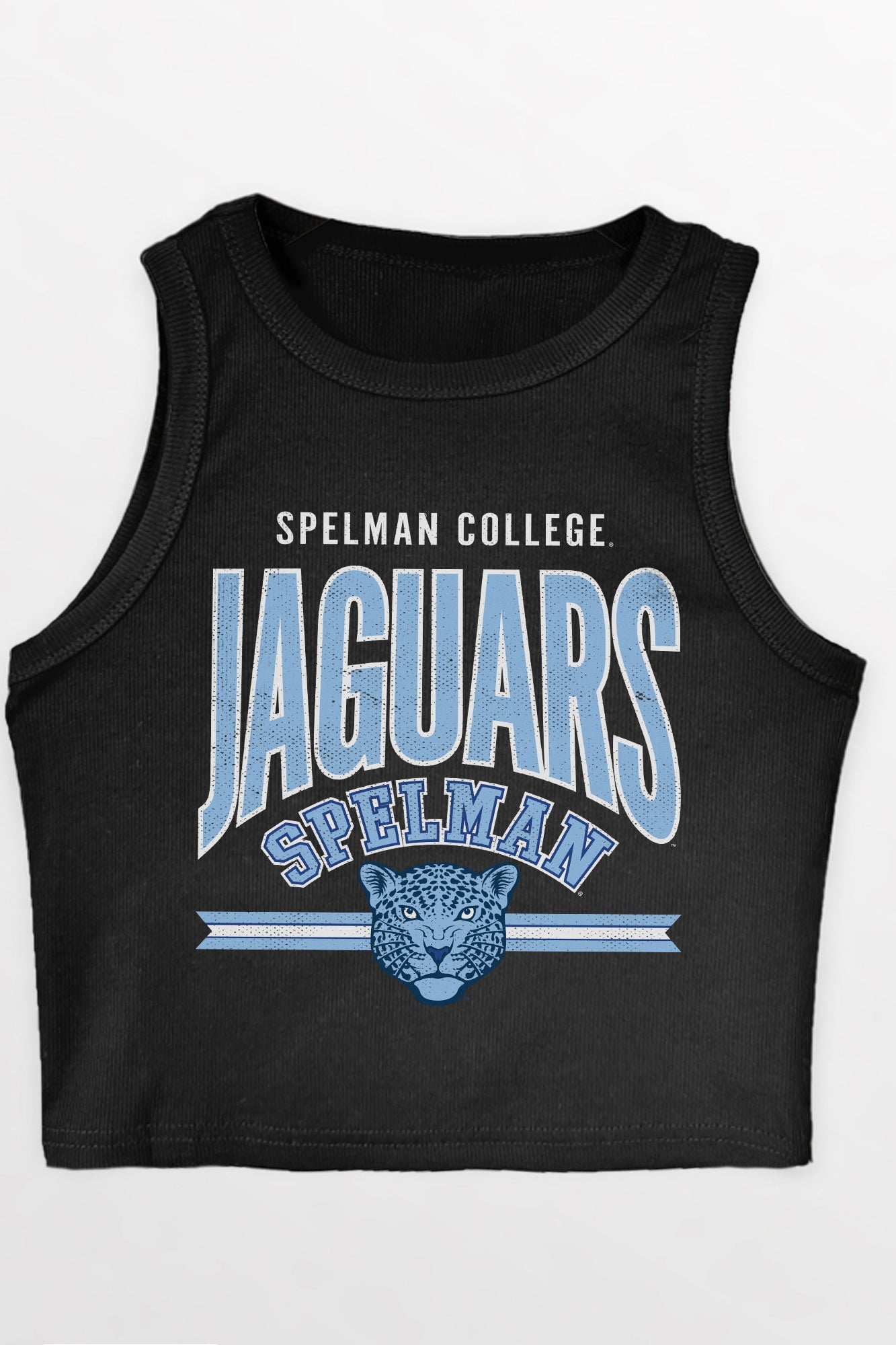 SPELMAN COLLEGE JAGUARS MIC DROP ESSENTIAL RIBBED CROP TANK