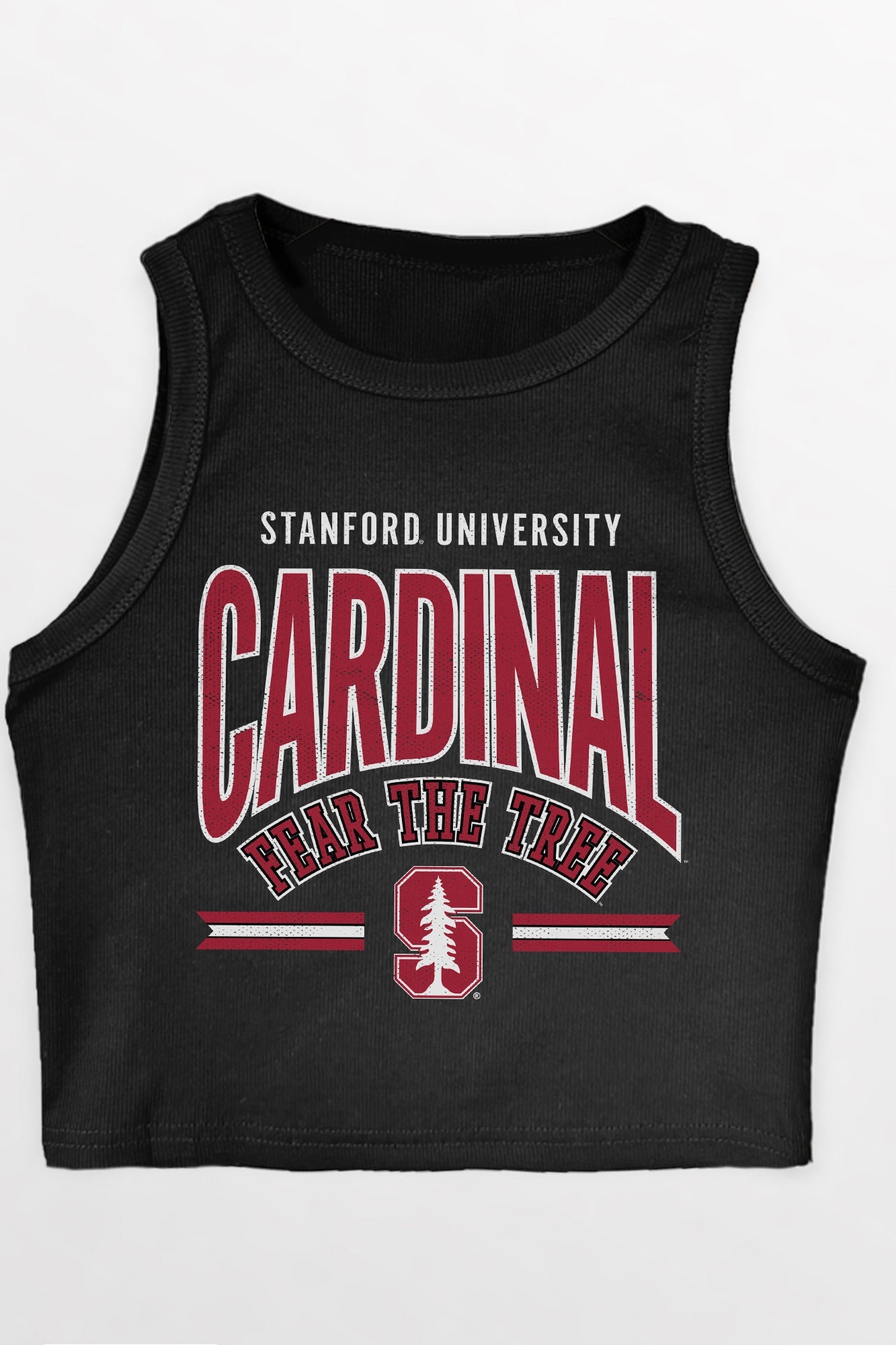 STANFORD CARDINAL MIC DROP ESSENTIAL RIBBED CROP TANK