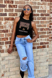 TEXAS STATE BOBCATS PURE VICTORY ESSENTIAL RIBBED CROP TANK