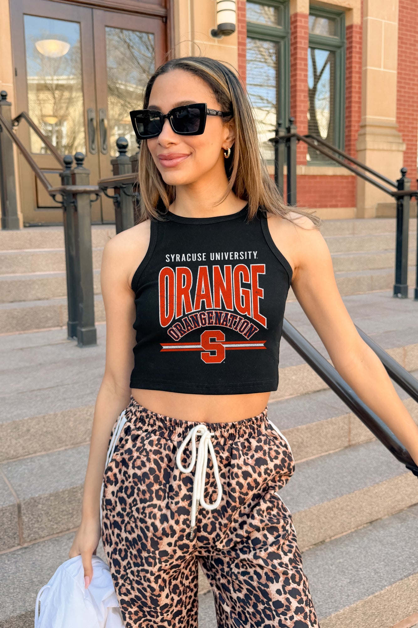 SYRACUSE ORANGE MIC DROP ESSENTIAL RIBBED CROP TANK
