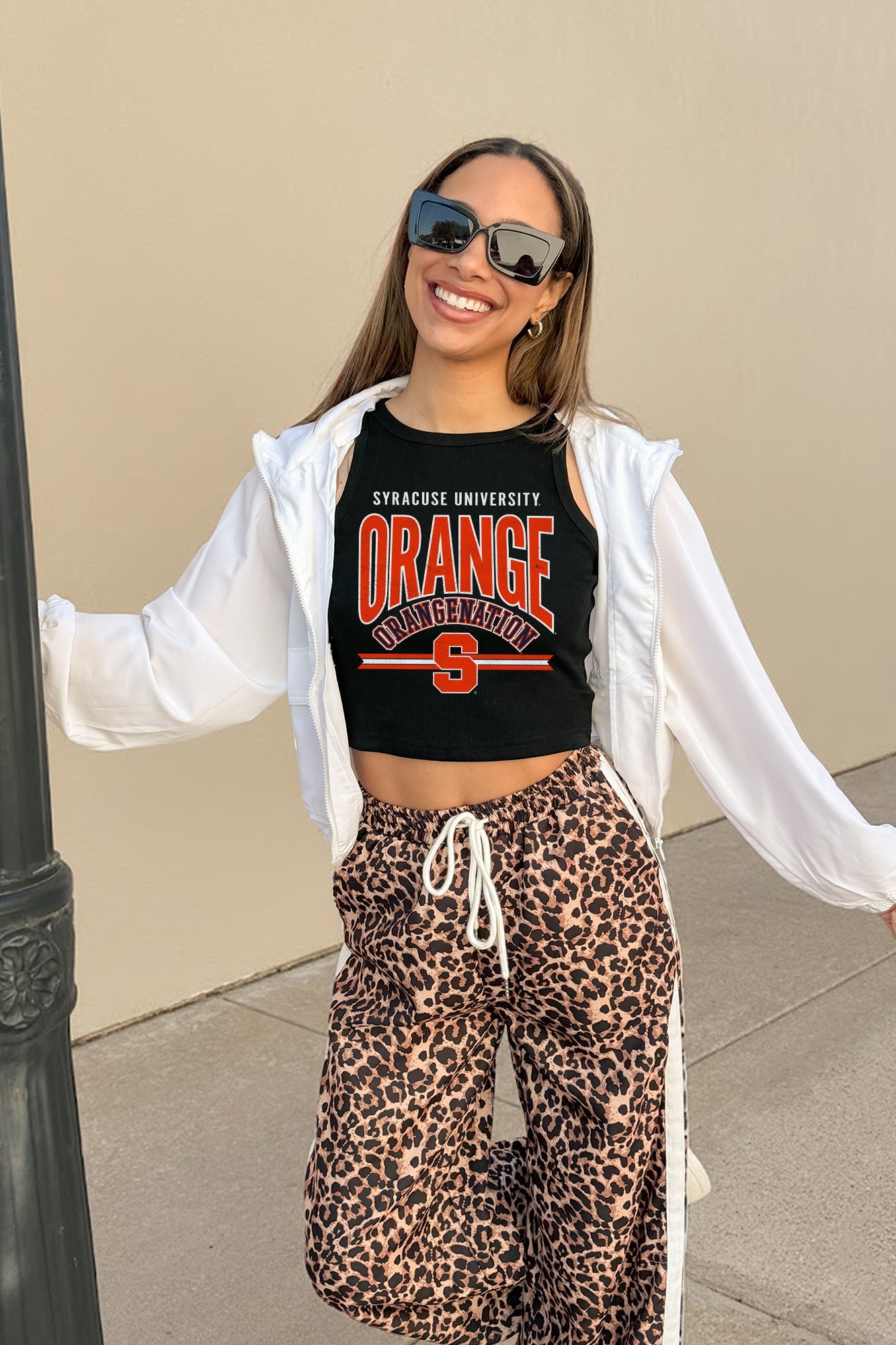 SYRACUSE ORANGE MIC DROP ESSENTIAL RIBBED CROP TANK