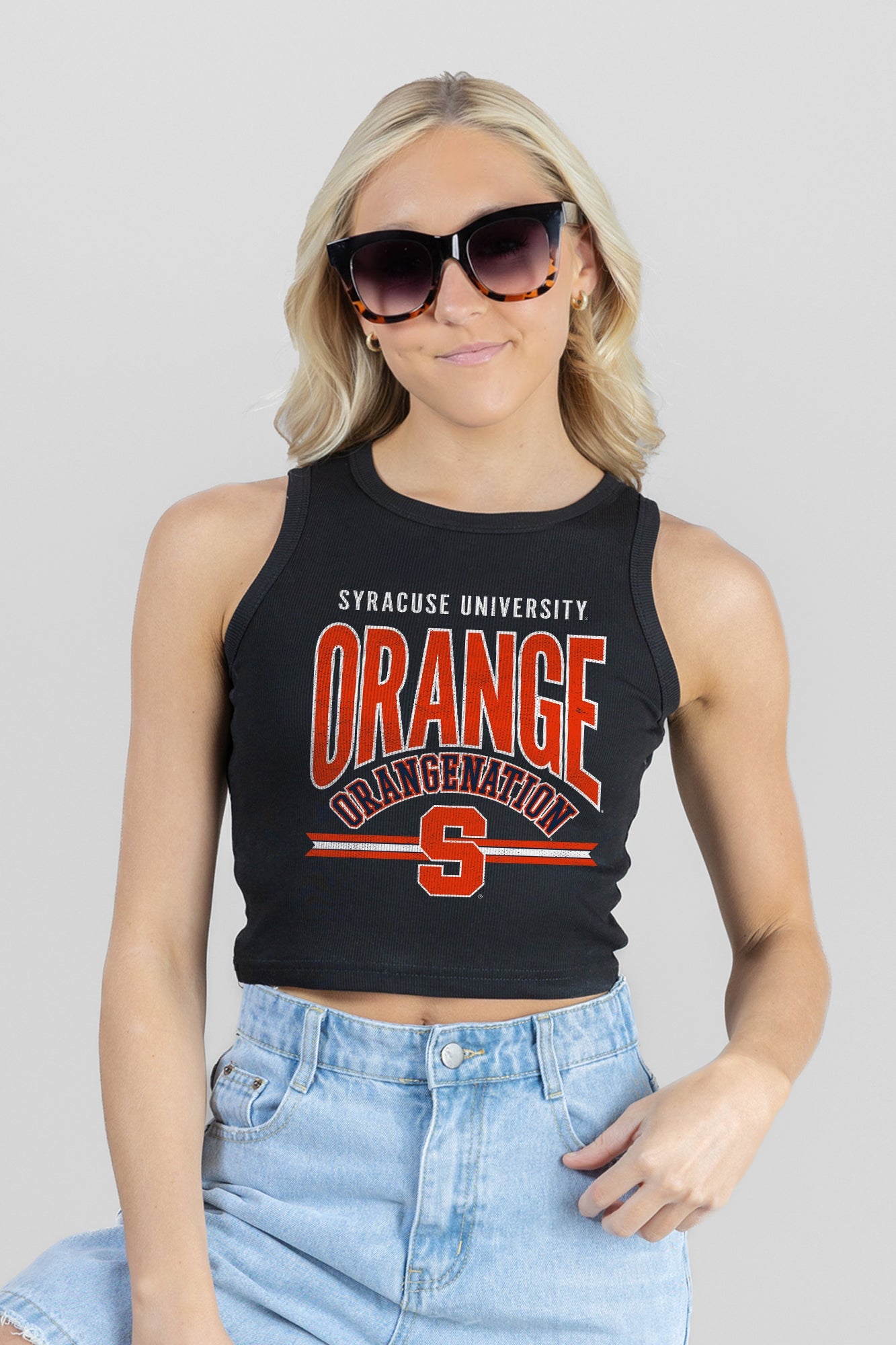 SYRACUSE ORANGE MIC DROP ESSENTIAL RIBBED CROP TANK