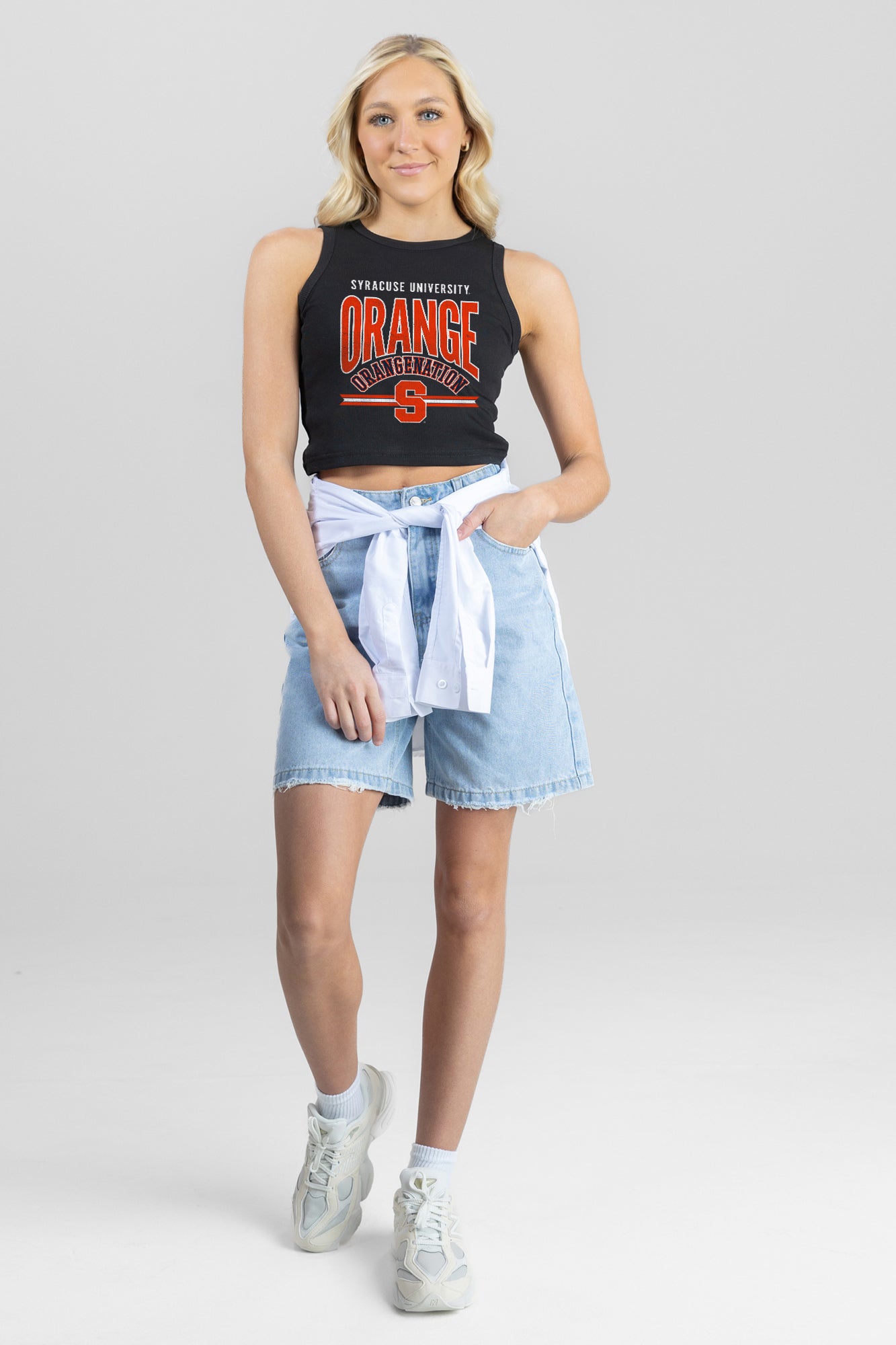 SYRACUSE ORANGE MIC DROP ESSENTIAL RIBBED CROP TANK