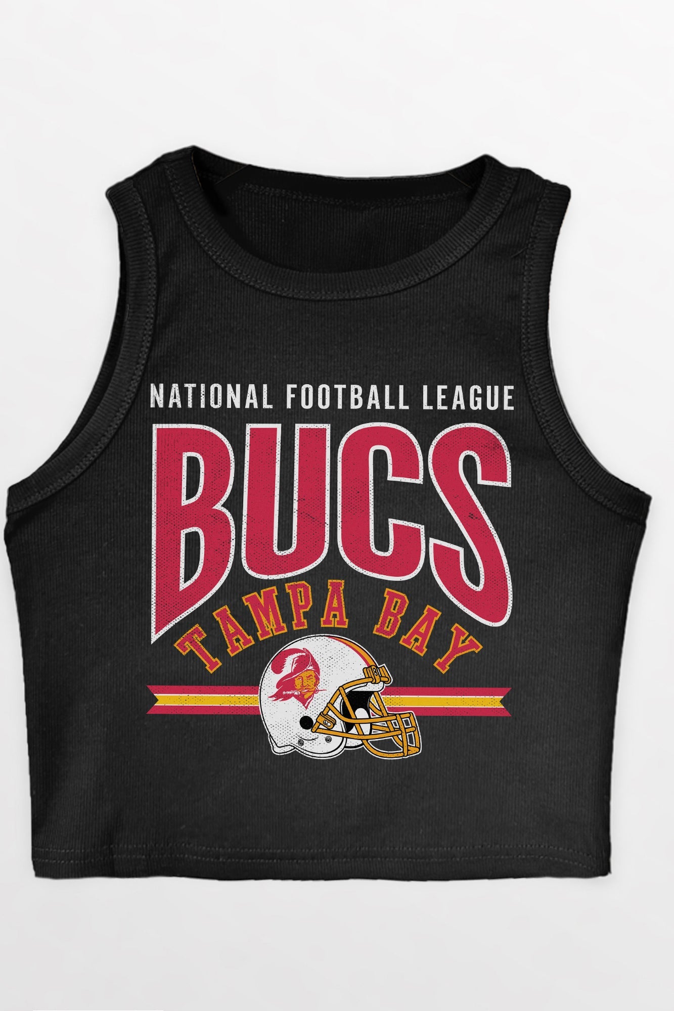 TAMPA BAY BUCCANEERS MIC DROP ESSENTIAL RIBBED CROP TANK