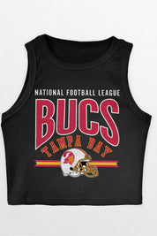 TAMPA BAY BUCCANEERS MIC DROP ESSENTIAL RIBBED CROP TANK