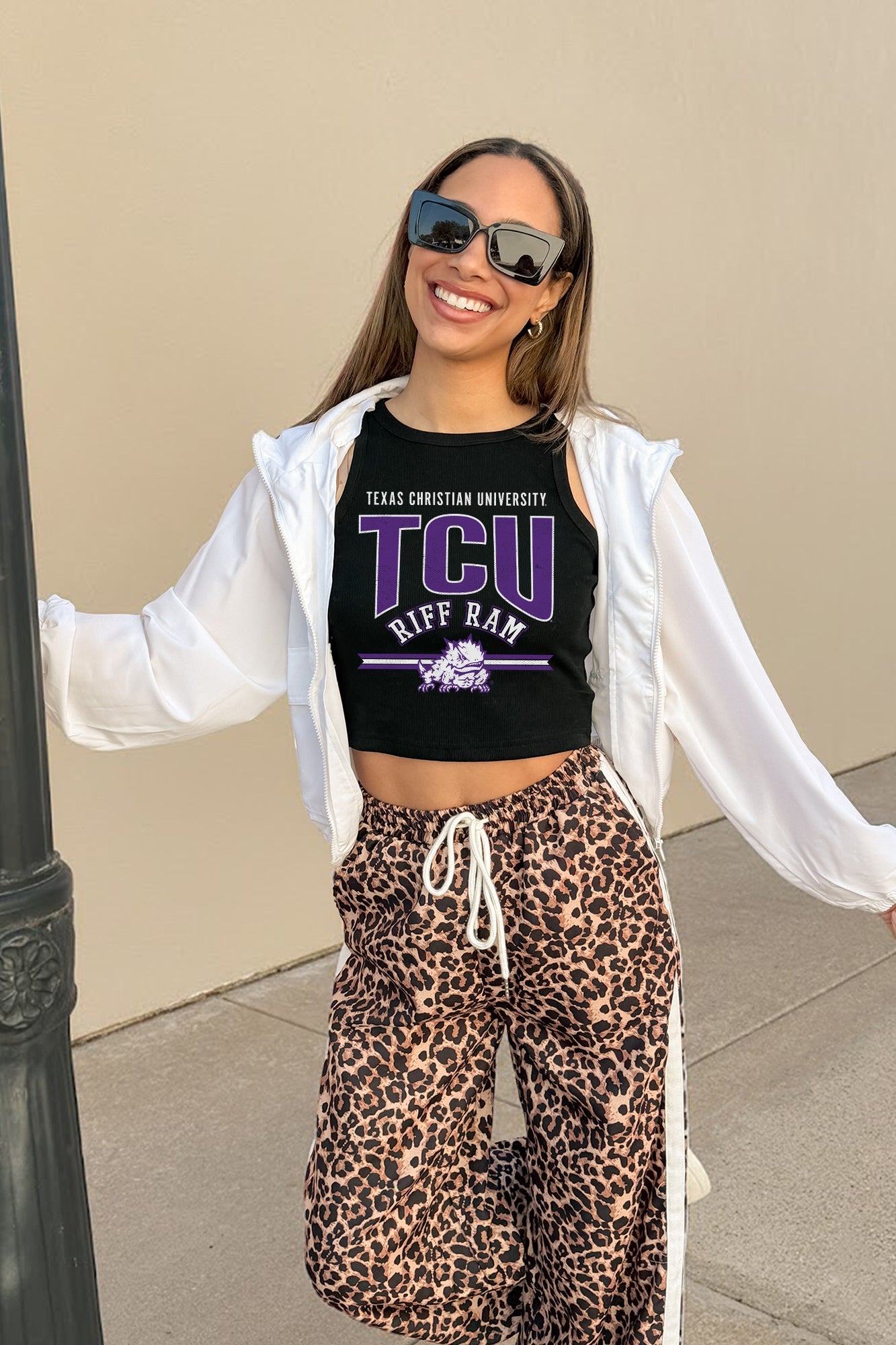 TCU HORNED FROGS MIC DROP ESSENTIAL RIBBED CROP TANK