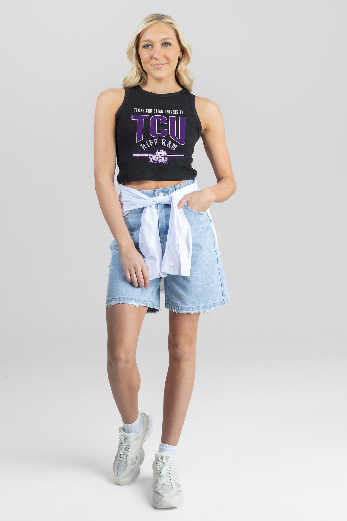 TCU HORNED FROGS MIC DROP ESSENTIAL RIBBED CROP TANK