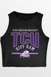 TCU HORNED FROGS MIC DROP ESSENTIAL RIBBED CROP TANK