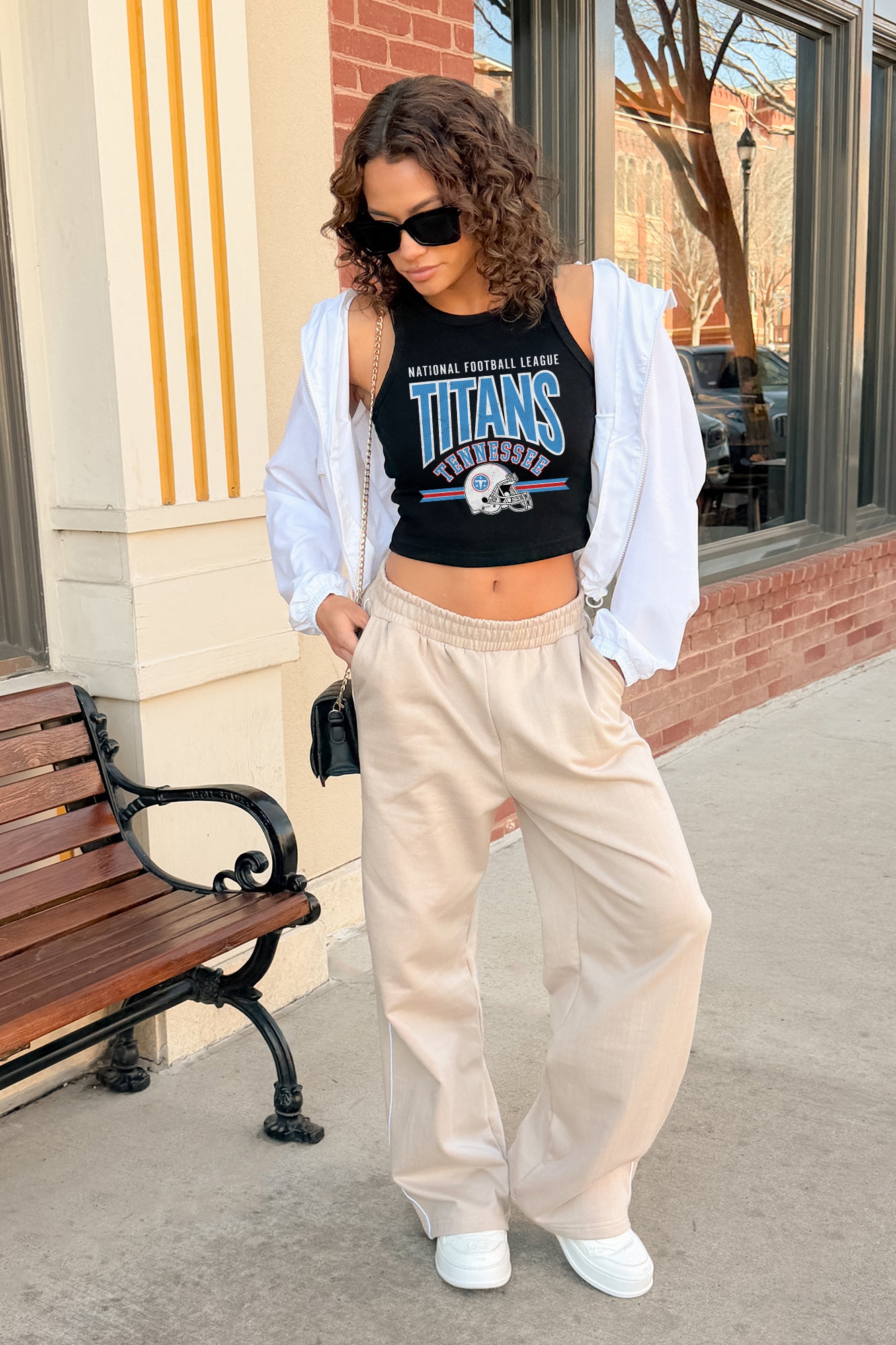 TENNESSEE TITANS MIC DROP ESSENTIAL RIBBED CROP TANK