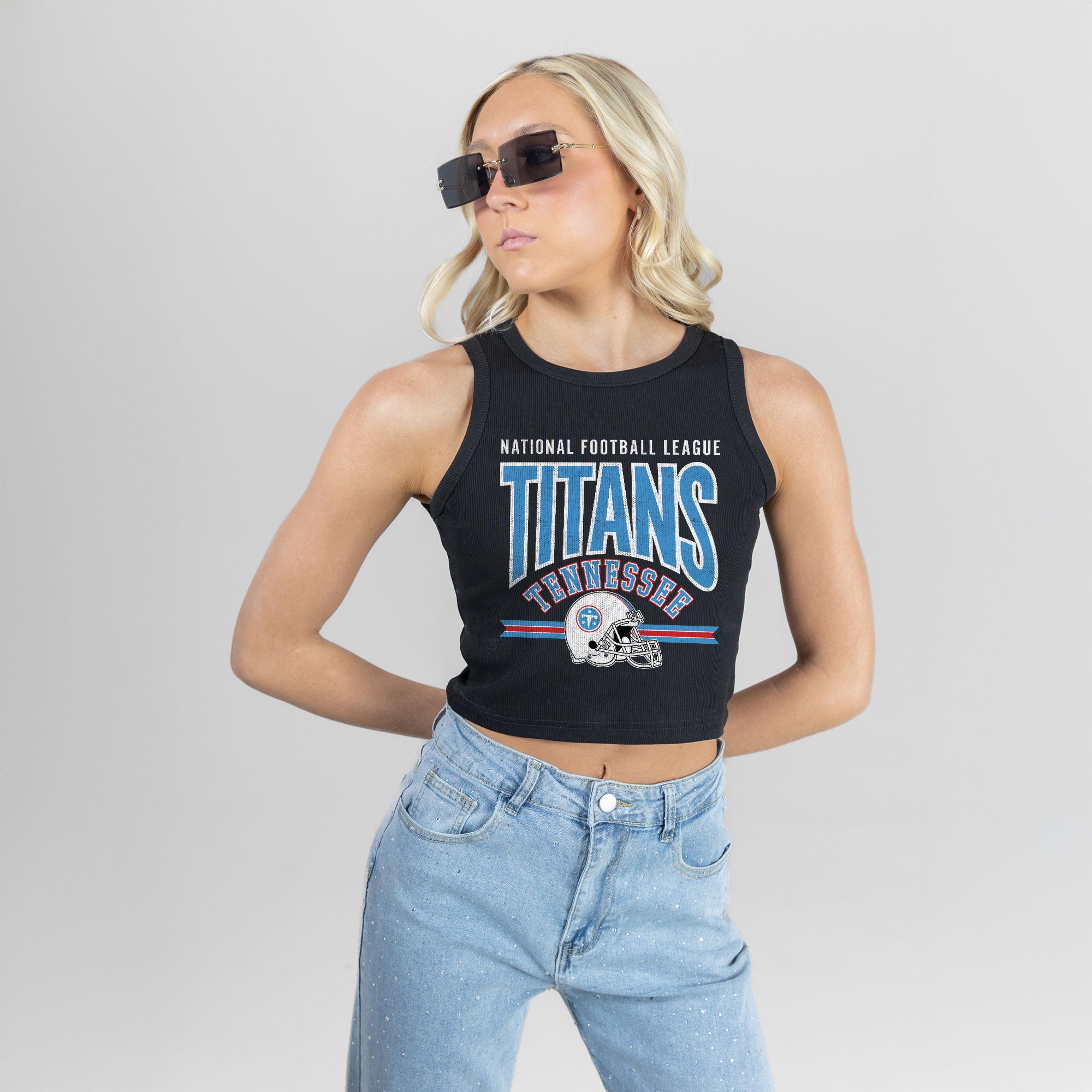 TENNESSEE TITANS MIC DROP ESSENTIAL RIBBED CROP TANK