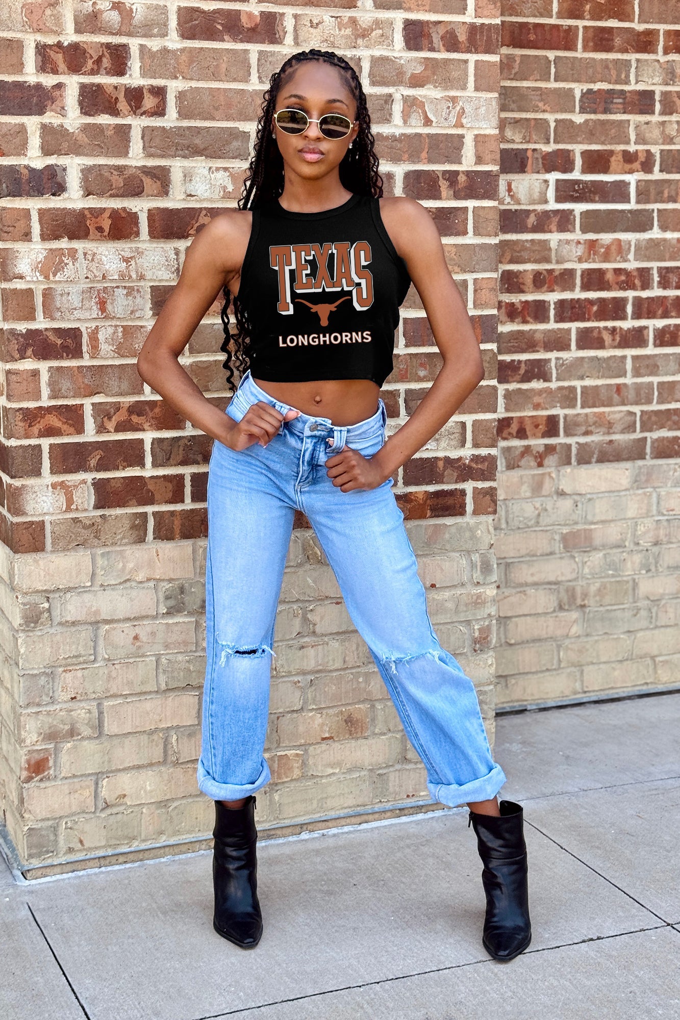 TEXAS LONGHORNS PURE VICTORY ESSENTIAL RIBBED CROP TANK