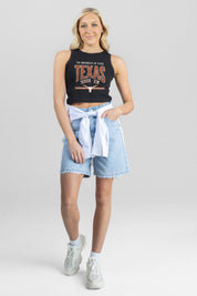 TEXAS LONGHORNS MIC DROP ESSENTIAL RIBBED CROP TANK