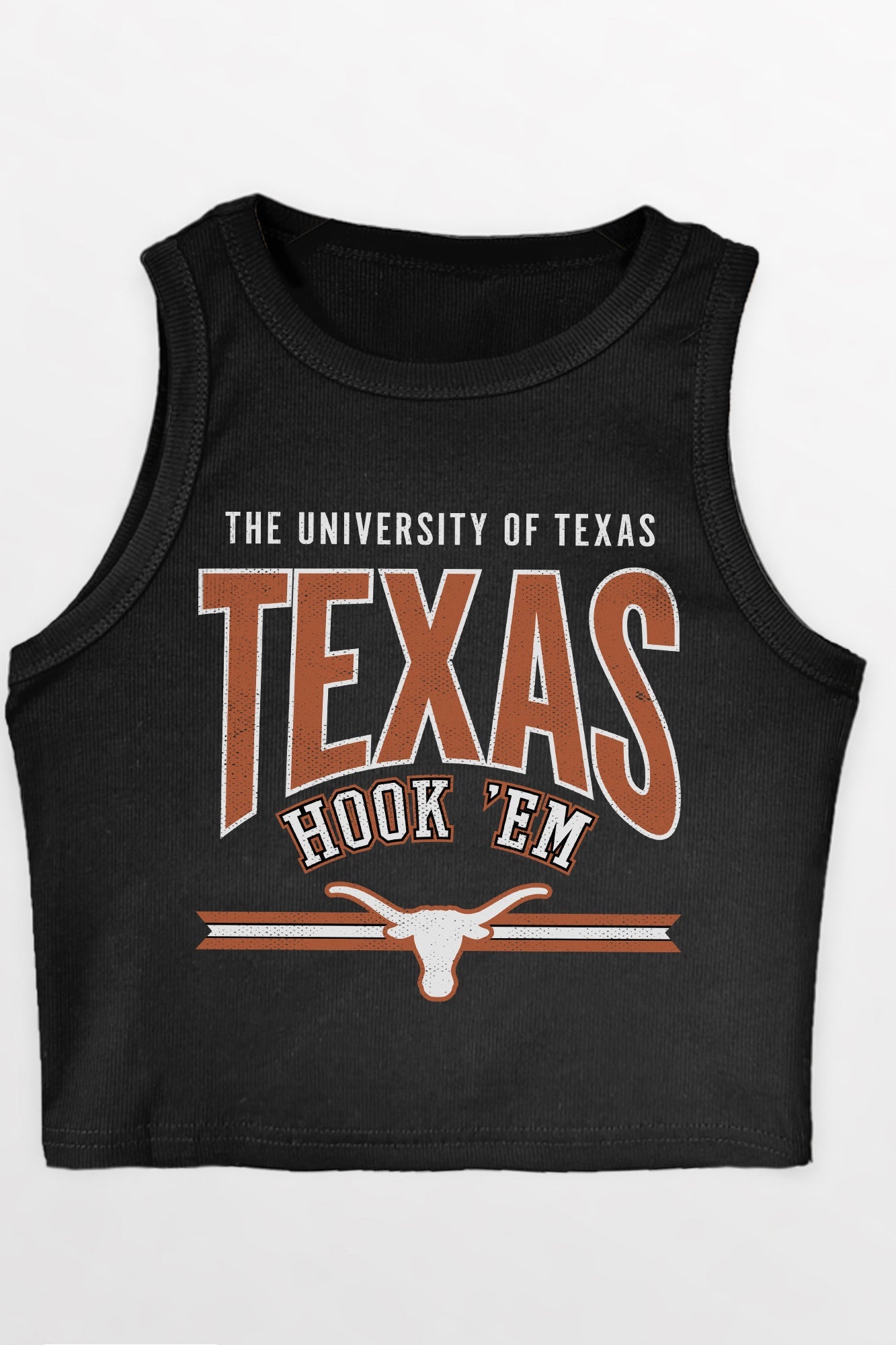 TEXAS LONGHORNS MIC DROP ESSENTIAL RIBBED CROP TANK