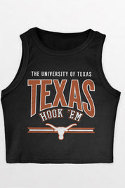TEXAS LONGHORNS MIC DROP ESSENTIAL RIBBED CROP TANK