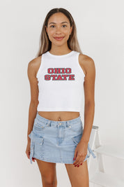 OHIO STATE BUCKEYES WINNING TRADITION ESSENTIAL RIBBED CROP TANK BY MADI PREWETT TROUTT