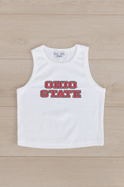 OHIO STATE BUCKEYES WINNING TRADITION ESSENTIAL RIBBED CROP TANK BY MADI PREWETT TROUTT