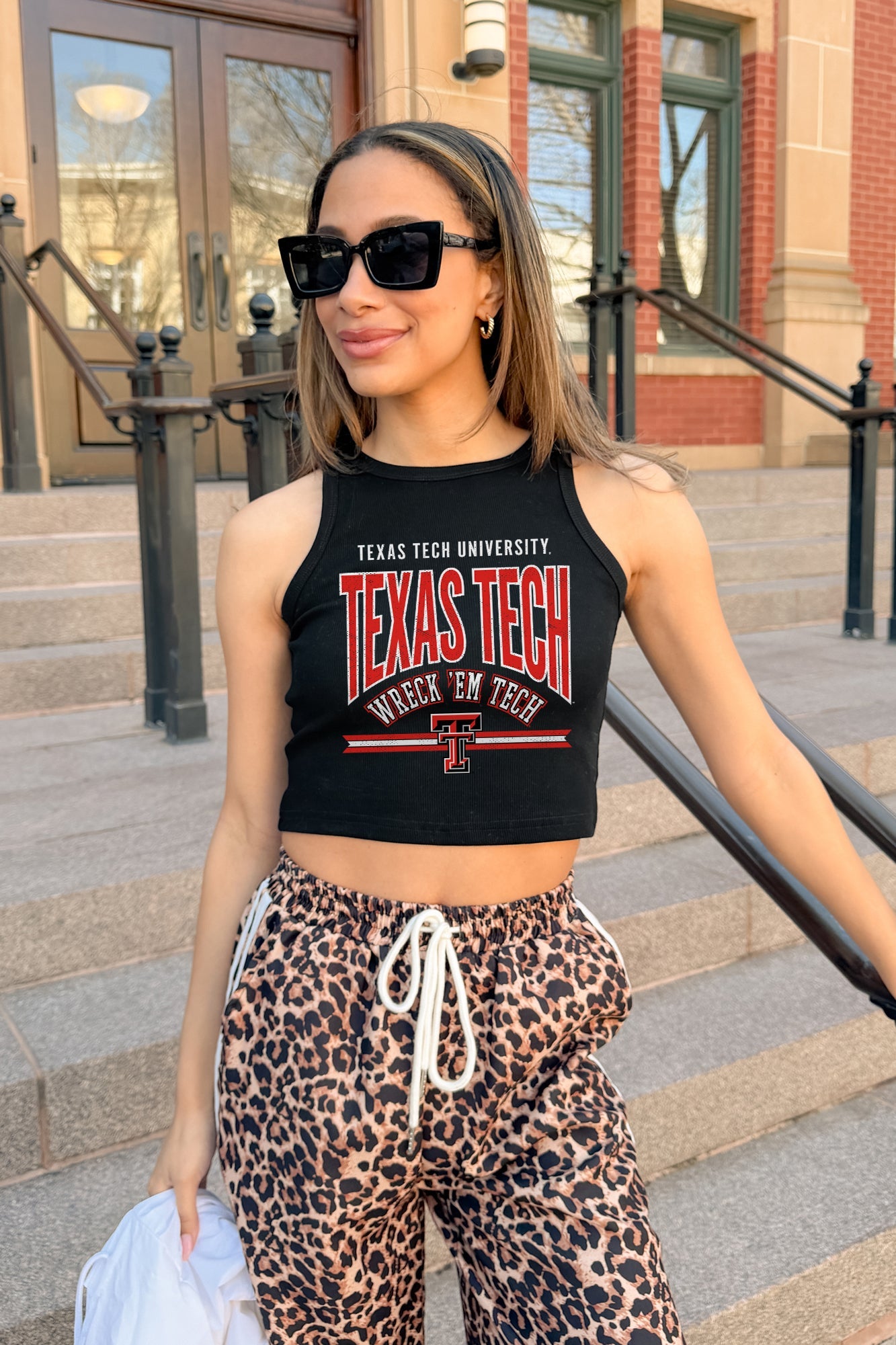 TEXAS TECH RED RAIDERS MIC DROP ESSENTIAL RIBBED CROP TANK