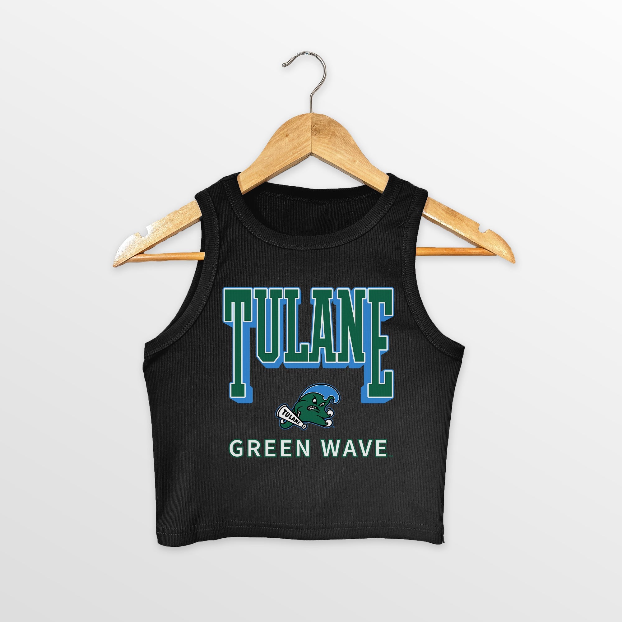 TULANE GREEN WAVE PURE VICTORY ESSENTIAL RIBBED CROP TANK
