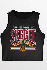 TUSKEGEE GOLDEN TIGERS MIC DROP ESSENTIAL RIBBED CROP TANK