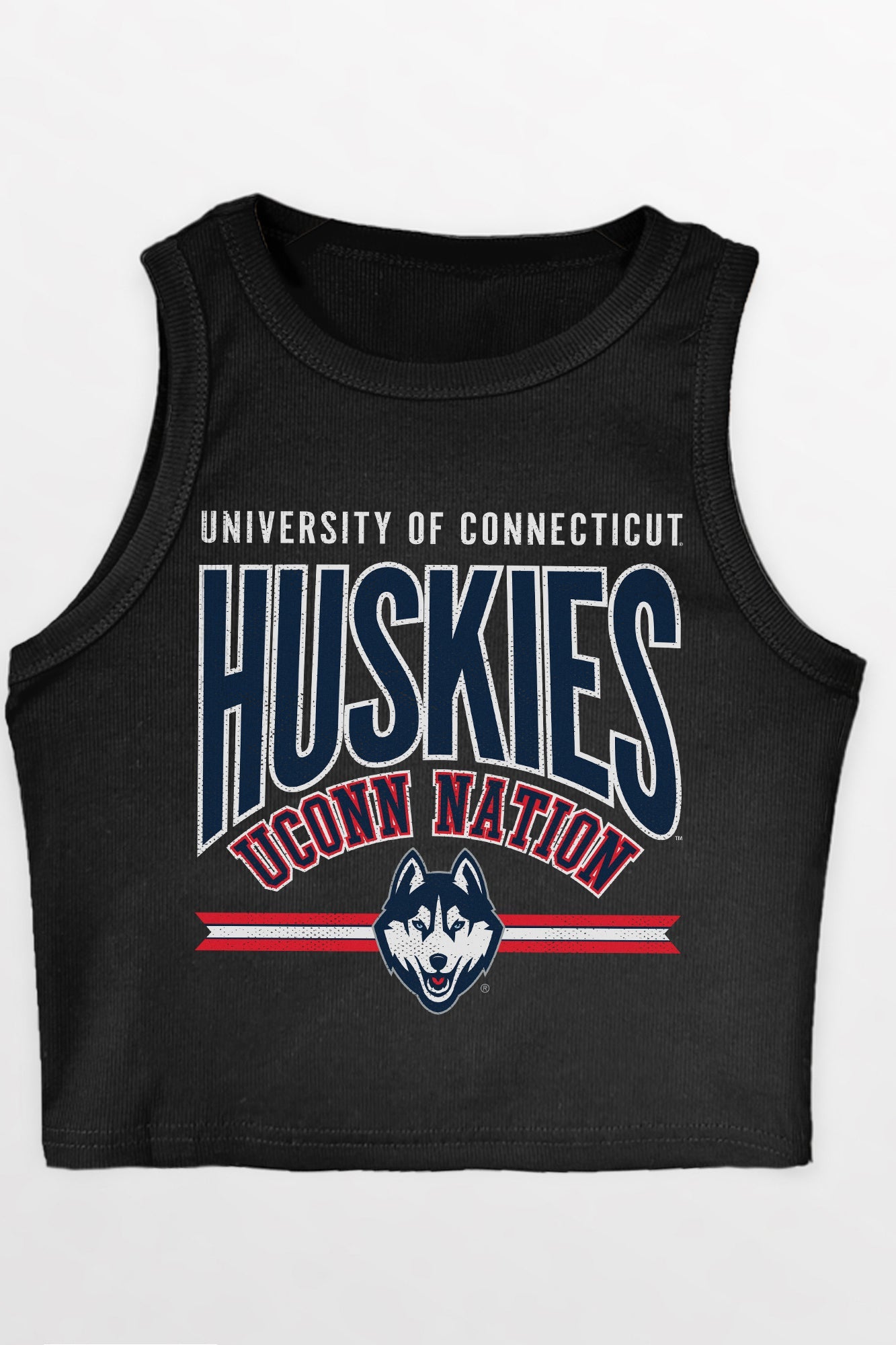 UCONN HUSKIES MIC DROP ESSENTIAL RIBBED CROP TANK