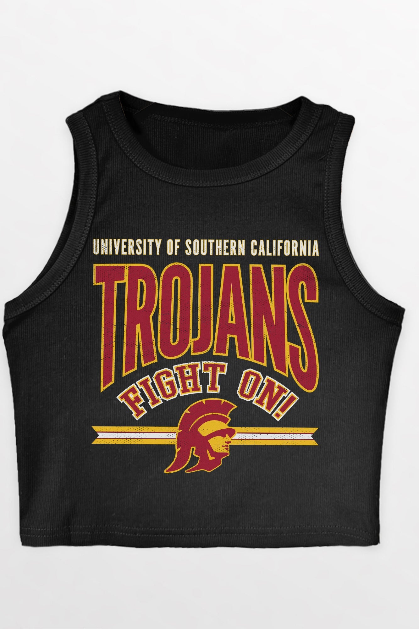 USC TROJANS MIC DROP ESSENTIAL RIBBED CROP TANK