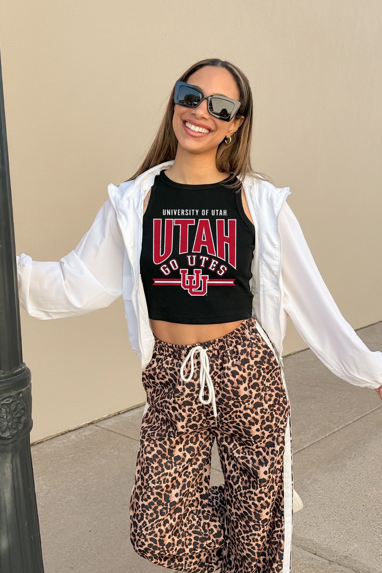 UTAH UTES MIC DROP ESSENTIAL RIBBED CROP TANK