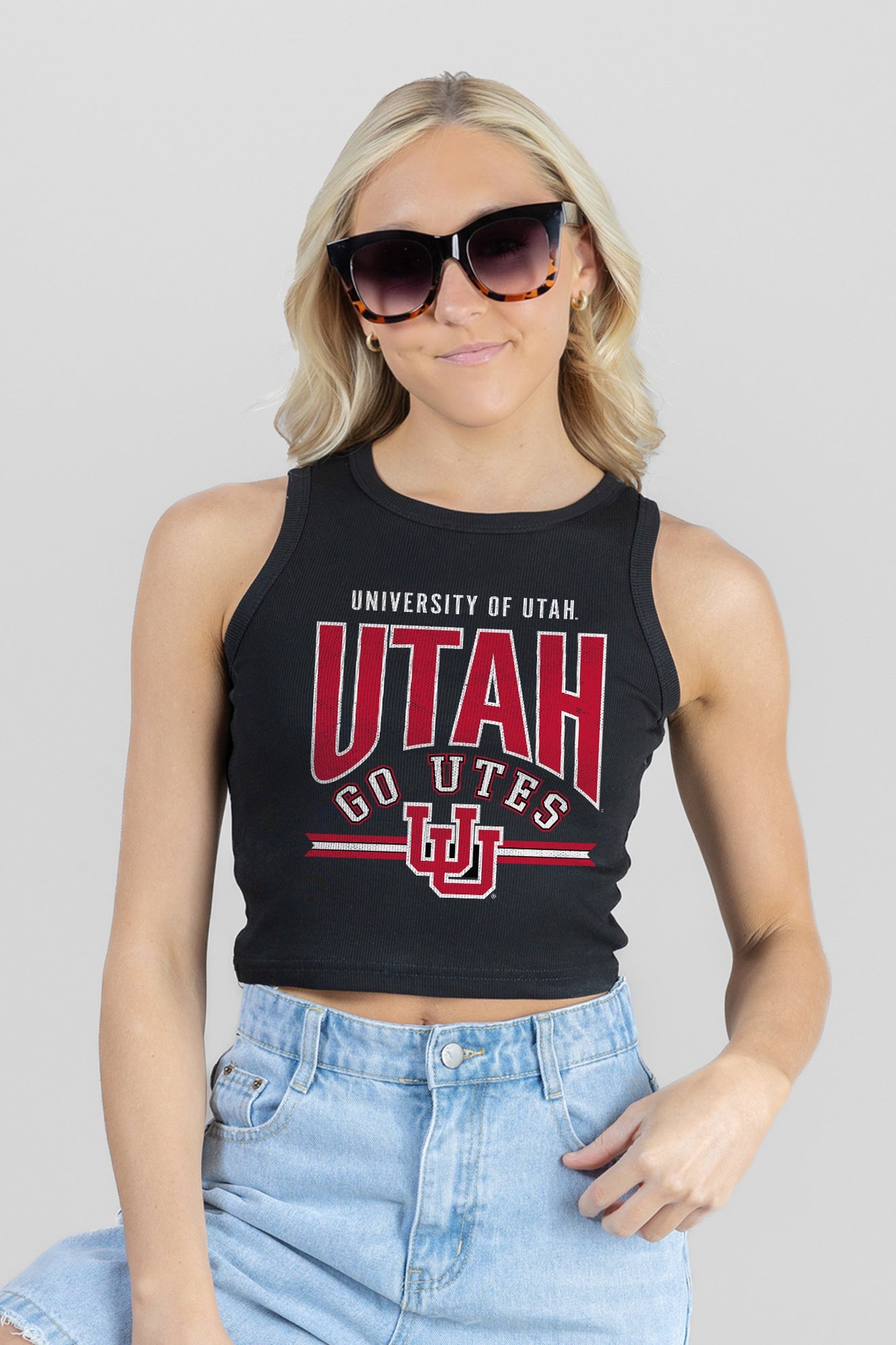 UTAH UTES MIC DROP ESSENTIAL RIBBED CROP TANK