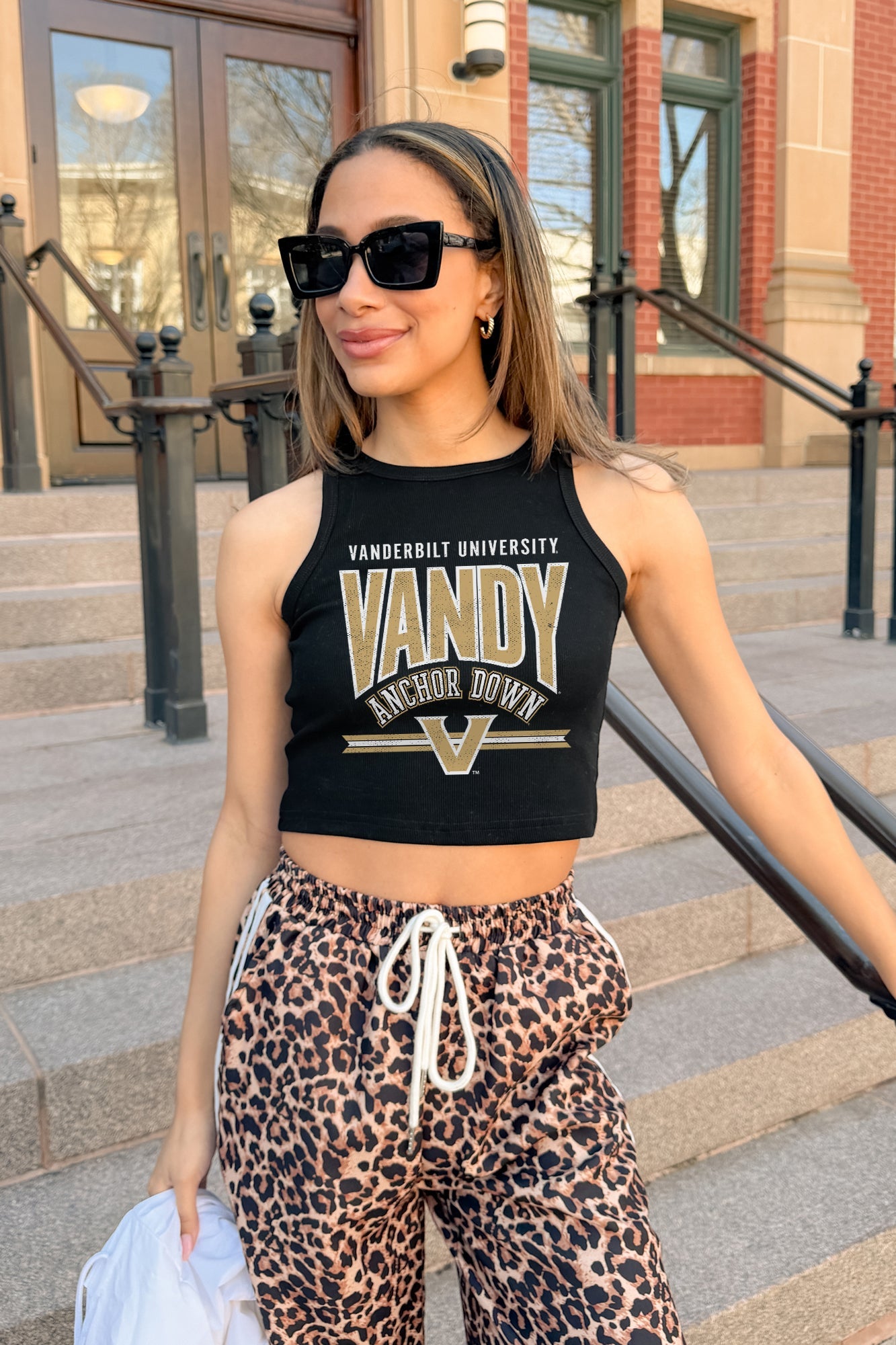 VANDERBILT COMMODORES MIC DROP ESSENTIAL RIBBED CROP TANK