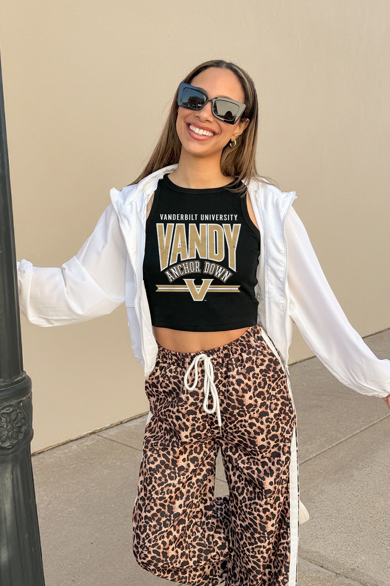 VANDERBILT COMMODORES MIC DROP ESSENTIAL RIBBED CROP TANK