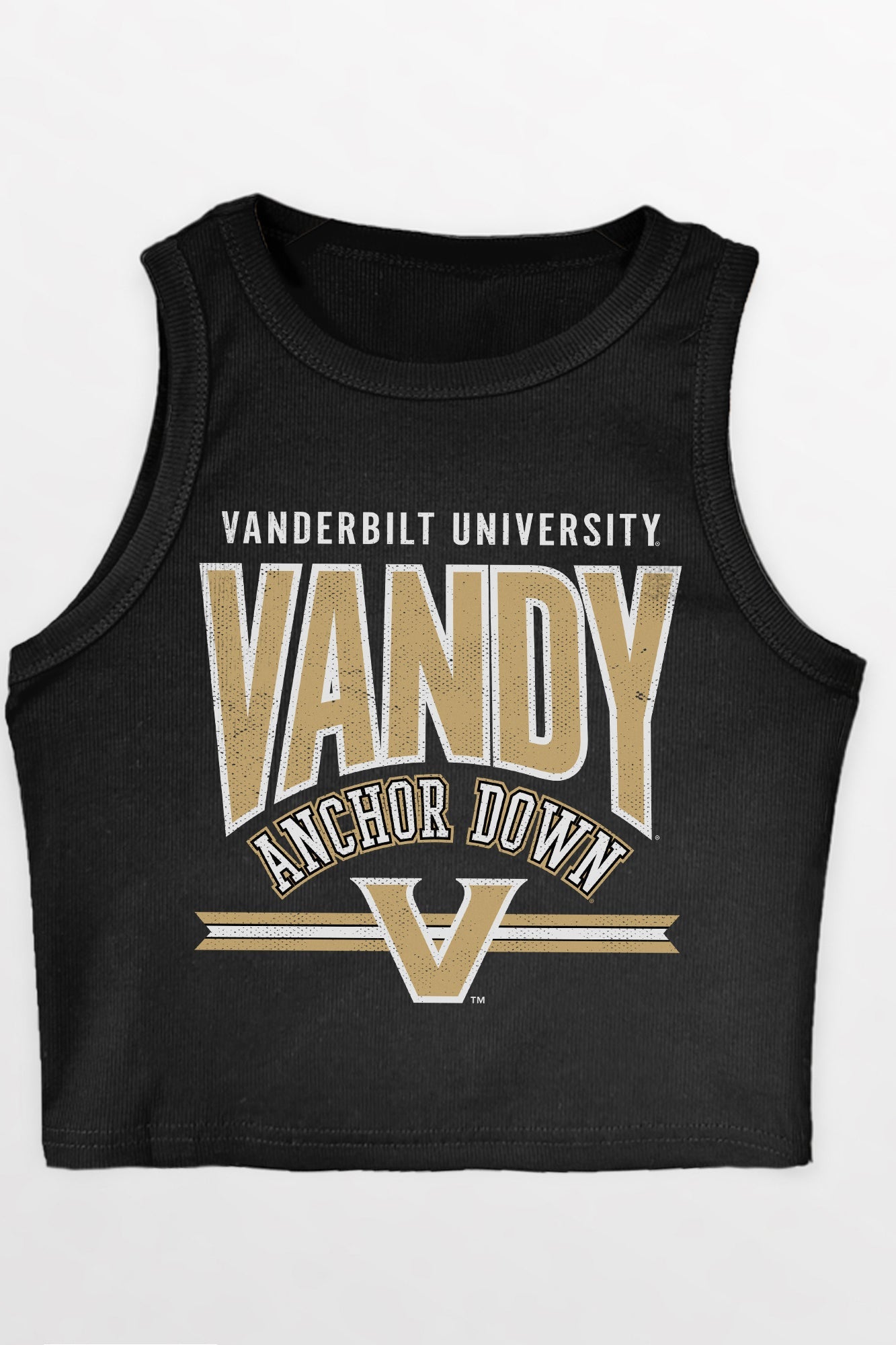 VANDERBILT COMMODORES MIC DROP ESSENTIAL RIBBED CROP TANK