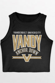 VANDERBILT COMMODORES MIC DROP ESSENTIAL RIBBED CROP TANK
