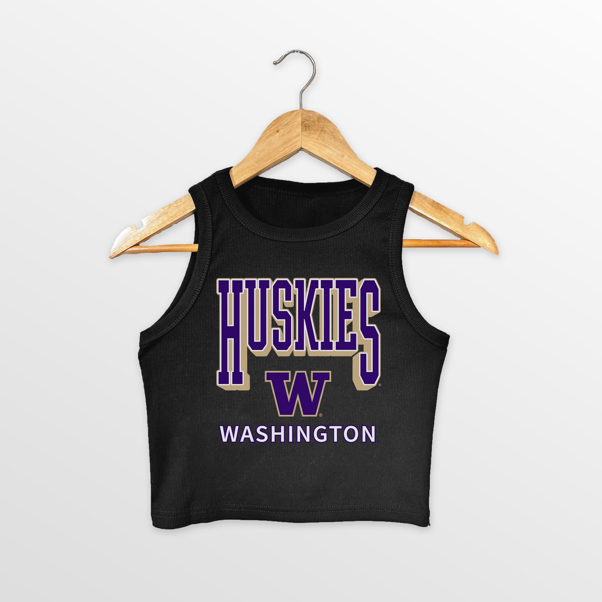 WASHINGTON HUSKIES PURE VICTORY ESSENTIAL RIBBED CROP TANK