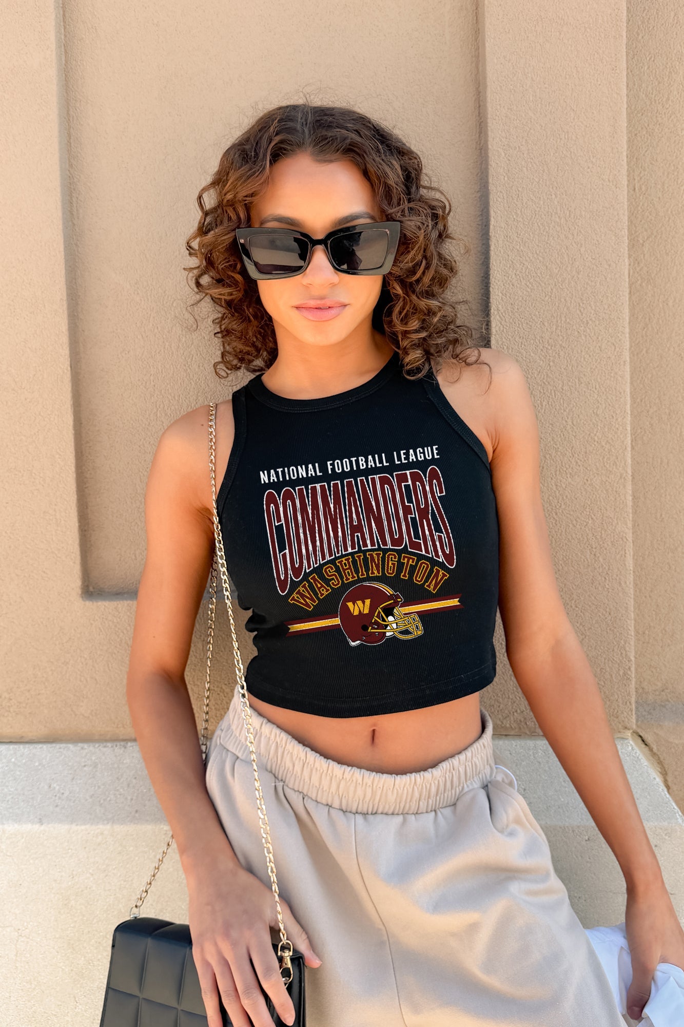 WASHINGTON COMMANDERS MIC DROP ESSENTIAL RIBBED CROP TANK