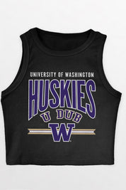 WASHINGTON HUSKIES MIC DROP ESSENTIAL RIBBED CROP TANK