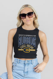 WISCONSIN-EAU CLAIRE BLUGOLDS MIC DROP ESSENTIAL RIBBED CROP TANK