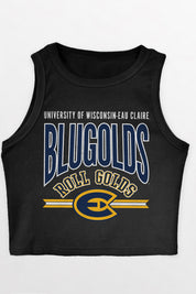 WISCONSIN-EAU CLAIRE BLUGOLDS MIC DROP ESSENTIAL RIBBED CROP TANK