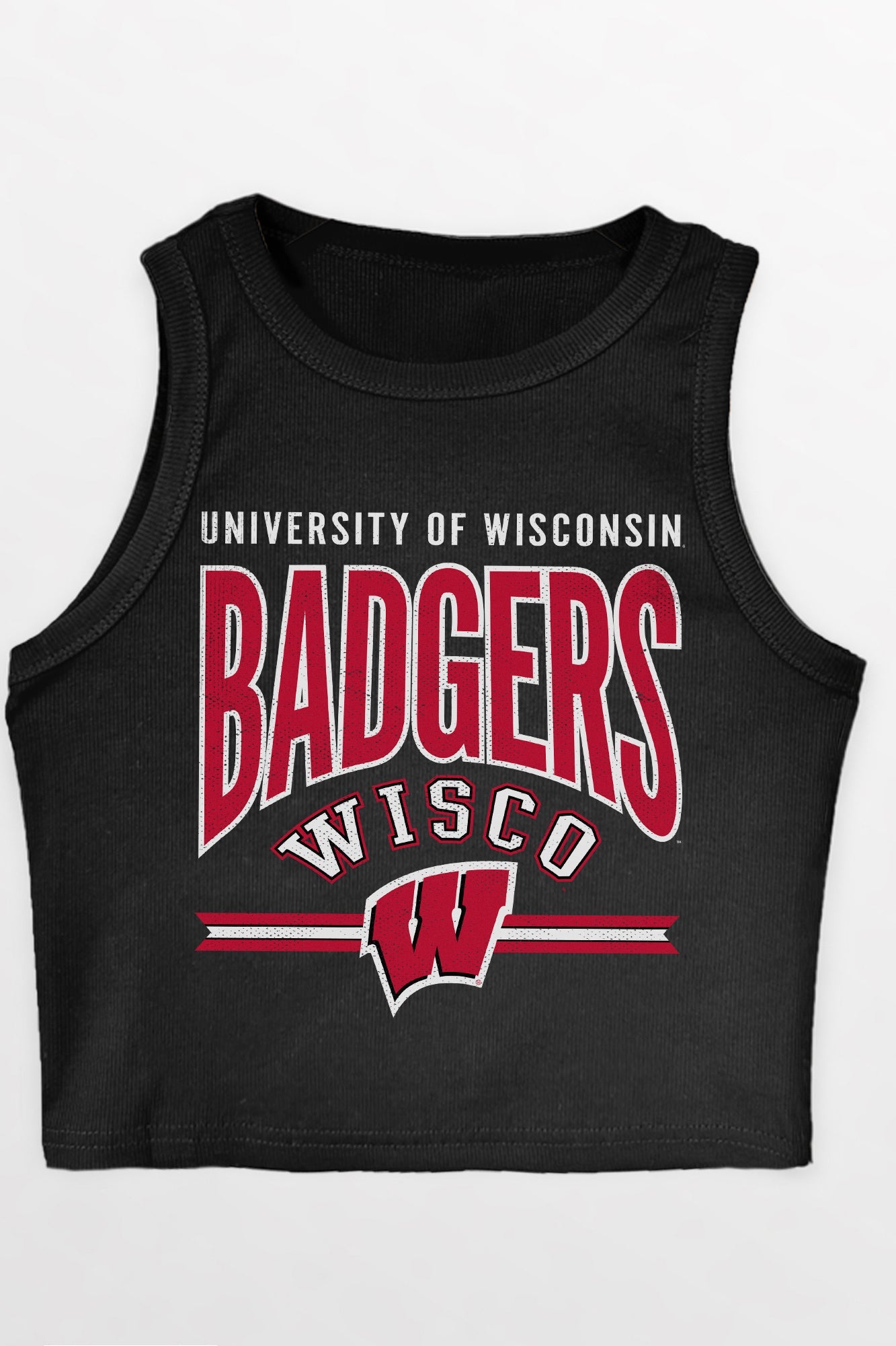WISCONSIN BADGERS MIC DROP ESSENTIAL RIBBED CROP TANK