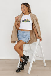 WEST VIRGINIA MOUNTAINEERS WINNING TRADITION ESSENTIAL RIBBED CROP TANK BY MADI PREWETT TROUTT