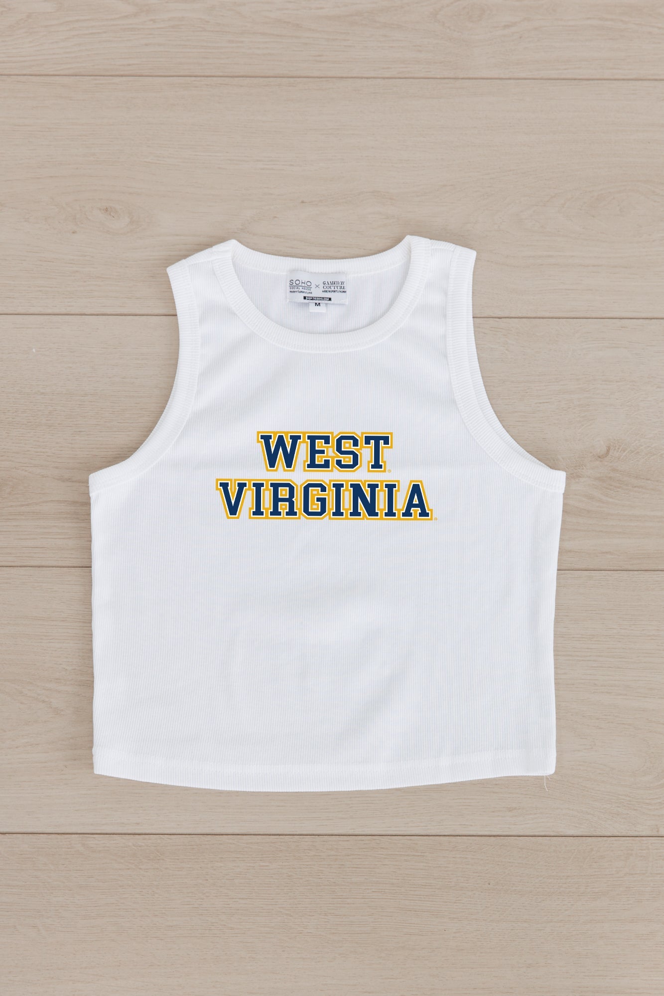 WEST VIRGINIA MOUNTAINEERS WINNING TRADITION ESSENTIAL RIBBED CROP TANK BY MADI PREWETT TROUTT