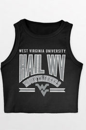 WEST VIRGINIA MOUNTAINEERS MIC DROP ESSENTIAL RIBBED CROP TANK