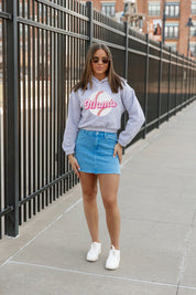 BARBIE BASEBALL PITCH BANDED CROP FLEECE HOODIE