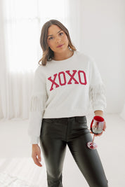 XOXO VARSITY FRINGE SWEATSHIRT